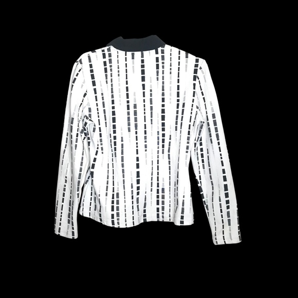 Ravel Black & White Geometric Print Jacket | Retro Mod Style Zip Front Top M - Picture 6 of 14